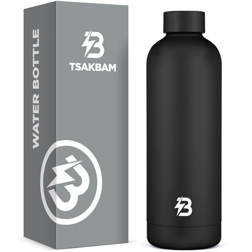 Stainless Steel Insulated Water Bottle no straw for Travel, Gym, 23oz, Black - color: Black, size: 23 Ounces