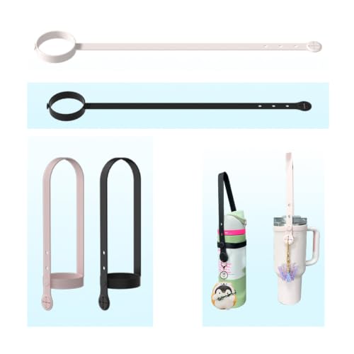 Water Bottle Carrier Grip Handle Strap, Soft Band Holder for Running, Biking, Gym, Jogging, 2 Styles, Black and Pink