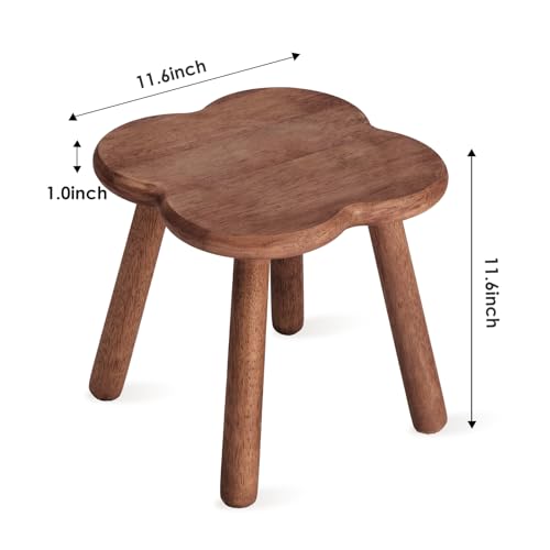 Wooden Step Stool for Adults Upgraded11.6inch Small Wooden Stool with Four Detachable and Assembled Legs for Bathroom, Kitchen, Bedroom, Plant Stand (Natural Solid Wood top and Legs)