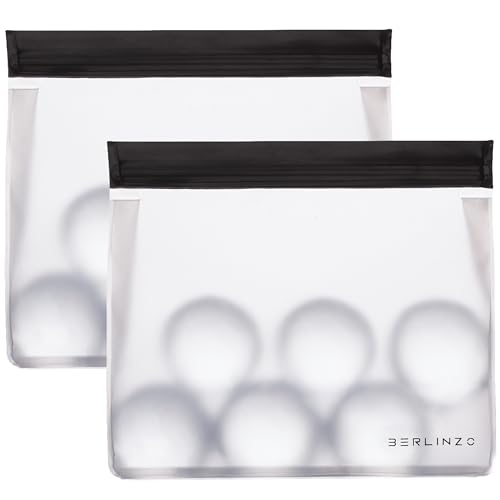 BERLINZO Reusable Ice Storage Bag - Freezer Safe Leak Proof Silicone and Plastic-Free Lunch Bag for Ice and Food Storage - BPA-Free - 2 Pack - size: 2-pack
