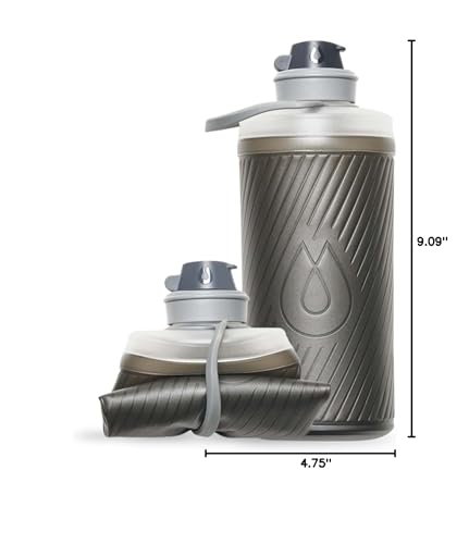 HydraPak Flux Collapsible Backpacking Water Bottle (750ml, 1L, 1.5L) - color: Mammoth Grey, style: 1L/32oz