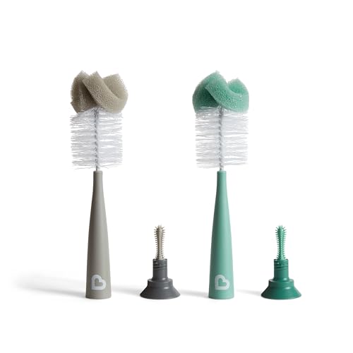 Munchkin Sponge Bottle Brush, Grey/Sage, 2 Count (Pack of 1) - style: Bottle Brush, Grey/Sage
