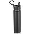 Volhoply 24oz Insulated Water Bottle with Straw Lid, Black, 1-Pack - color: Black
