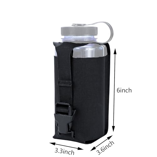 Water Bottle Pouch Molle, Tactical Canteen Pouch for 32oz Nalgene Bottle - color: Black