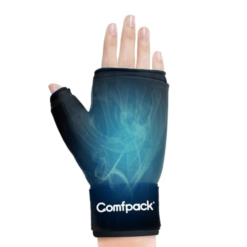 Comfpack Hand Ice Pack Glove, Soft Gel Thumb Wrist Ice Pack for Arthritis - style: Black