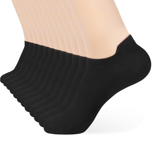 ATBITER Ankle Socks Women&Men 6-12Pairs Thin Low Cut No Show Socks With Tab - color: 12 Pairs Black, size: 7-9