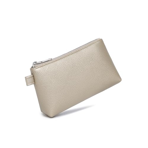 Small Makeup Bag for Purse, Leather Cosmetic (Pearl White Tea) - color: Pearl White Tea
