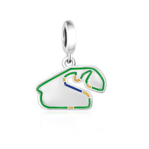 F1&Famous Race Racetrack Charm for Bracelet Necklaces, S925 Sterling Silver Charms, UK Brazil Spain Race Track Charms Jewelry Racing Souvenirs Gift - color: Race Racetrack Q4094