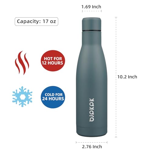 BJPKPK 17oz Skinny Insulated Water Bottle, Stainless Steel Flask - color: Dark Gray, size: 17 Ounces