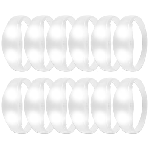 12 Pcs LED Glow Bracelets Sound Activated Flashing Light Up Bracelet for New Years Eve Glow in the Dark Party Supplies Christmas Party Favors Birthday Gift Carnival Concerts Night Events - color: White