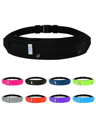 WATERFLY Running Belt Fanny Pack:Phone Holder Belt for Men Women - color: Black