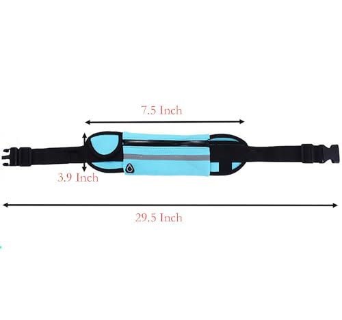 Waist Packs, 7.5 Inch x 3.9 Inch Black Waterproof Rubber 3 Pocket Waist Bag for Sports, Running, Travel and Outdoors (black)