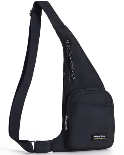 Seoky Rop Sling Bag Slim Personal Purse Pocket Small Crossbody Chest Bag - color: 01-black, size: Small