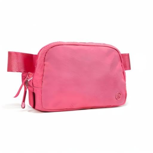 Pander Nylon Fanny Pack for Women, Two-Way Zipper Crossbody Bag - color: Hot Pink