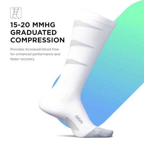 Feetures Compression Knee High Socks - Graduated Compression Socks for Women & Men - (1 Pair) - color: New White, size: Large