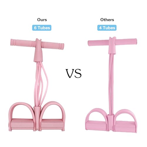 Multi-Function Tension Rope Band & Pedal Puller Resistance Band, 6-Tube Elastic Yoga Pedal Puller Resistance Band, for Abdomen/Waist/Arm/Leg Stretching Slimming Training - color: Pink-6 tube
