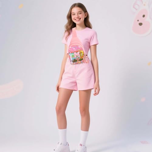 Birthday Gifts for for Girls Women- Small Initial Sling Bag Cross Body Bag Fanny Pack for Girls Pink Clear S - color: Pink Clear