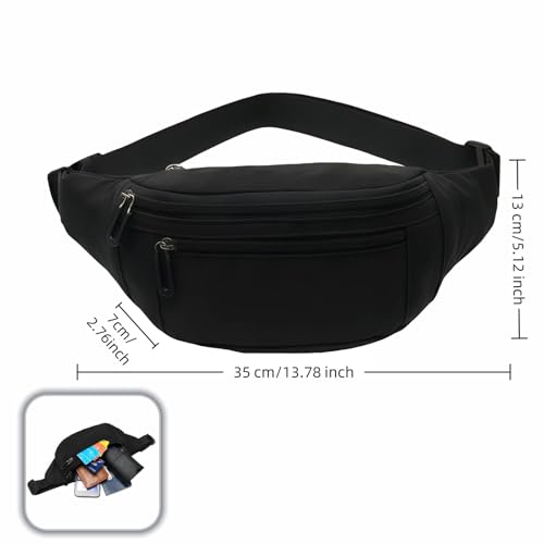 Fanny Pack Belt Bag for Men and Women, Anti-Theft Fanny Pack,Water-Resistant with 3-Zipper Pockets,waterproof fanny pack,Lightweight Running Waist Pack for Travel,Running,Hiking,Cycling