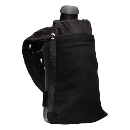 Nathan SpeedDraw 2 Handheld Running Water Bottle Flask – Ergonomic Grip, Blast Valve Cap, Phone & Key Storage Pockets, Reflective Design - 12oz, Black - color: 12oz - Black