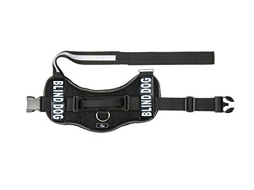 Doggie Stylz Blind Dog Harness, No Pull, Adjustable Service Dog Vest - color: Black, size: Girth 28-38"