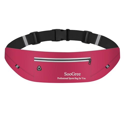 Men Women Slim Running Belt Fanny Pack,Zipper Waterproof Running Waist Pack,Ultra Light Reflective Phone Holder,Sport Workout Exercise Belt Bag for Running Walking Cycling Camping Gym (GSP1198-Red) - color: GSP1198-Red