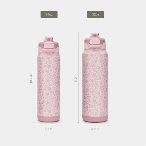 ZULU Powerfill Pro 24oz Stainless Steel Sip or Chug Water Bottle, Flower - color: You're Wild Flower, style: 24oz