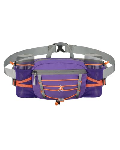 Fanny Pack with 2 Water Bottle Holder for Women Men, Waist Bag - color: Purple