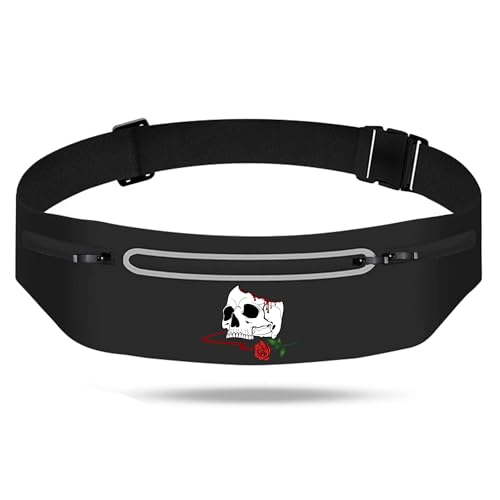 Horror Skull Rose Slim Running Belts for Men Women Reaper Grim Fanny Packs - color: Skull Rose