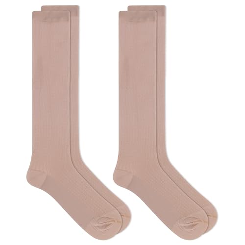 Dr. Scholl's Women's Graduated Compression Knee High Socks - color: Houndstooth Nude (2 Pairs), size: 4-10