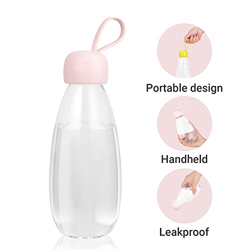 emoi BPA Free Water Bottle, 16oz/480ml Cute Water Bottle with Carrying Strap, Ideal for Kids Boys Girls Students Women Healthy Hydration-Pink - color: Pink Cap, size: 16 Ounces