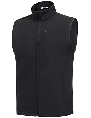 COOFANDY Mens Lightweight Golf Softshell Vests Windproof Sleeveless Jacket - color: Black, size: X-Large