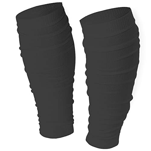 Black Football Scrunch Leg Sleeves for Men Women,Calf Leg Compression Sleeve for Kids/Adults Boys Youth Athletes Running.Elastic Soccer Basketball Leg Sleeves.Football Accessories. - color: Black