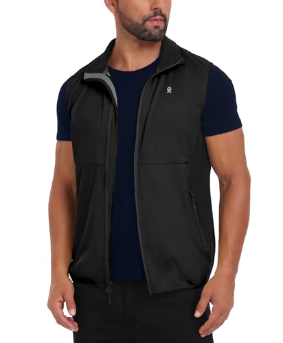 Little Donkey Andy Men's Softshell Vest Lightweight Windproof Waterproof - color: Reflective Black, size: 3X-Large