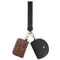 VUTUXA KeyChain Wallet Wristlet For Women Mini Zip Dual Pouch Coin Purse - color: black+leopard