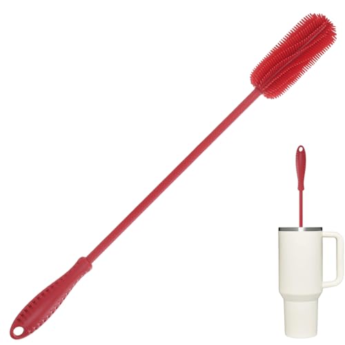 Silicone Bottle Brush, 15.7" Water Bottle Cleaner Brush, Red - color: Long Red