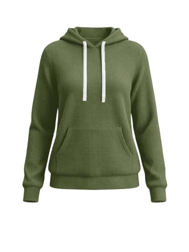 Women Hoodies Pullover Casual Loose Fit Long Sleeve Sweatshirt with Pockets - color: A467 Green, size: Medium