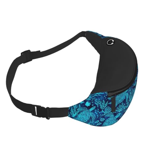 Dujiea Fanny Pack, Sea Turtles Waist Bag With Headphone Hole Belt Bag Adjustable Sling Pocket Fashion Hip Bum Bag For Women Men Kids Outdoors Casual Travelling Hiking Cycling - color: Sea Turtles