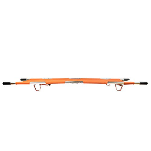 LINE2design Medical Emergency Folding Portable Stretcher with Heavy Duty Handles, Carrying Case and Straps - EMT Backboard Ambulance Folding Stretcher, Secure Patient Transport Mover - Orange