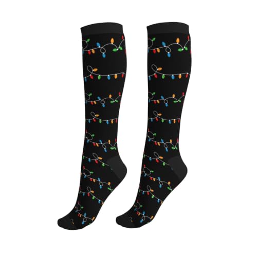Compression Socks Knee High Circulation Support Socks For Women Men Athletic Running Hiking Cycling - color: Christmas