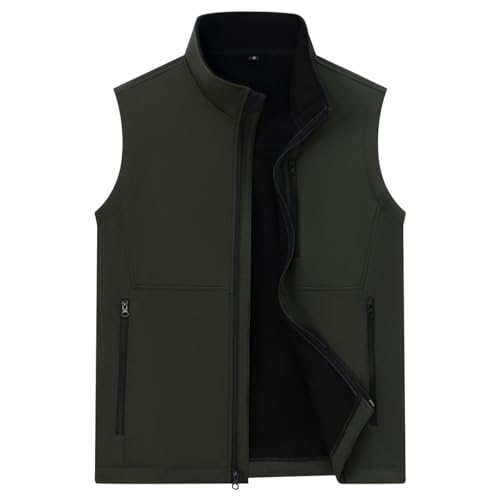 Msmsse Men's Outerwear Lightweight Vest Standing Collar Puffer Sleeveless Jacket for Hiking Running Golf - color: A-army Green, size: Small