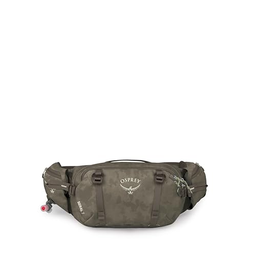 Osprey Seral Biking Waist Pack with Hydraulics Reservoir for Men & Women, Hydration Belt with Water Bladder - color: Pediment Grey Dust Print, style: 7l