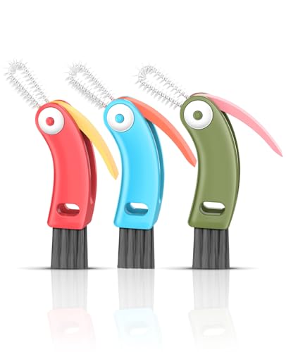 3 in 1 Cup Lid Cleaning Brush 3 PCS - Multifunctional Cleaning Brush Set for Tight Spaces, Bottle Gaps & Travel Mugs | Portable Durable Cup Lid Cleaner Tools (Multicolor)