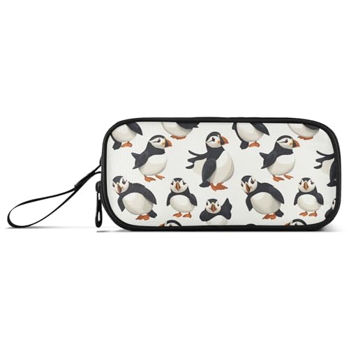Fisyme Cartoon Puffin Bird Pencil Case Large Capacity Pen Box Makeup Pouch Holder Organizer Stationery Bag for School Office College Traval - color: Multicolor-Eggshell
