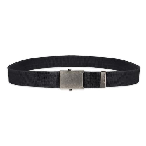Columbia Men's Military Plaque Buckle Fabric Belt- One Size 42" Length - Everyday and Outdoor Wear - color: Black Cotton Strap