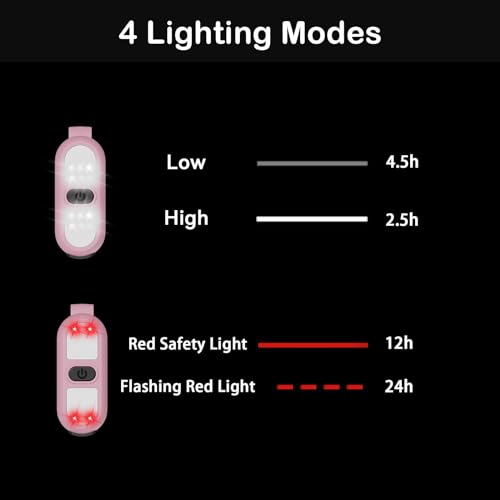 Faxins Nurse Light LED Clip On Flashlight Running Light Rechargeable Safety Lights for Walking at Night Outdoor Nursing Night Shift Light Bright Lightweight Portable Gift Pink