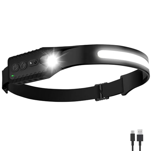 Nessciera Rechargeable LED Headlamp, 400 Lumens, USB-C, 5 Modes — Lightweight, Adjustable - color: Black