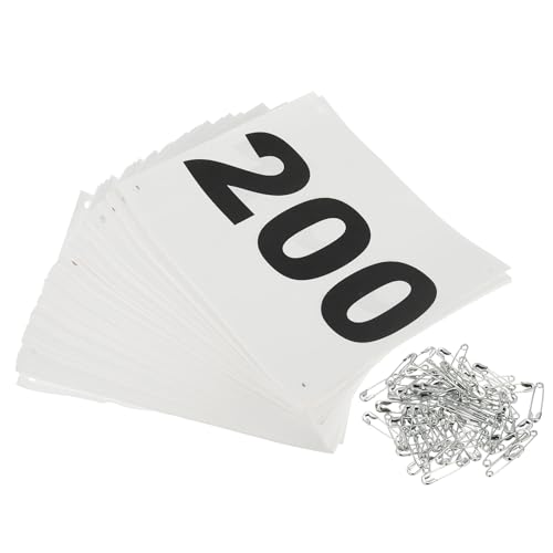 PATIKIL Tearproof Running Bib Numbers, Waterproof Race Competitor Numbers with Safety Pin - size: 7x6 Inch, style: 1-200