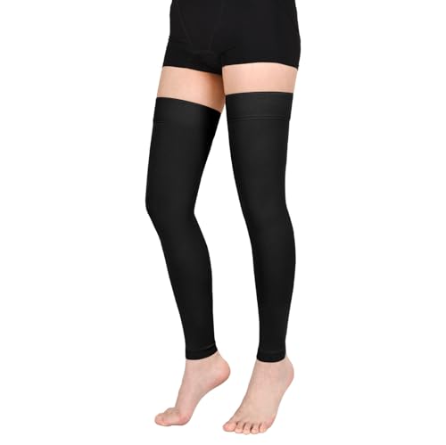 20-30 mmHg Footless Thigh High Compression Socks for Women Men - color: 1 Pair-Black, size: X-Large