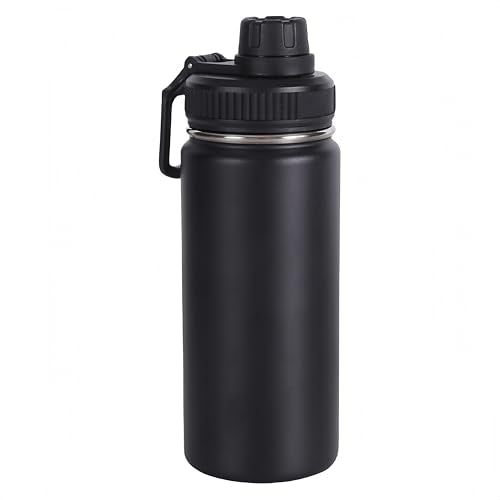 Wide Mouth Insulated Sports Water Bottle,Double wall Stainless Steel Vacuum flask with Leakproof Lid (Black, 16 Ounces) - size: 16 Ounces