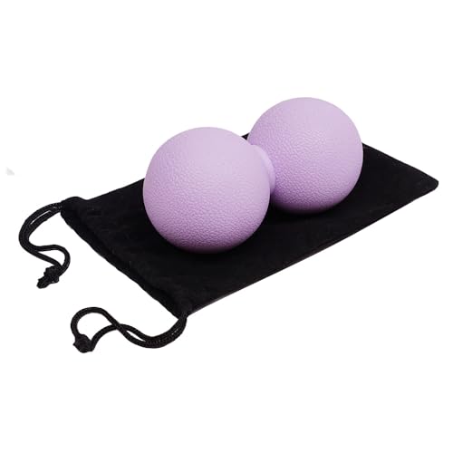 Double Lacrosse Peanut Massage Ball for Deep Tissue Pain Relief - Micro-Elastic Myofascial Roller Ball for Back and Neck, Foot and Physical Therapy (Purple) - color: Purple
